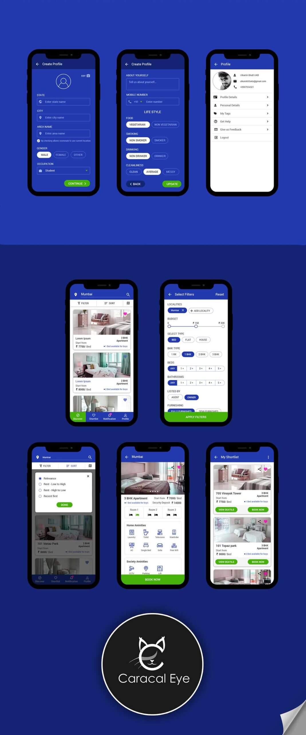 Rent Room app Design and Develop By CaracalEye
