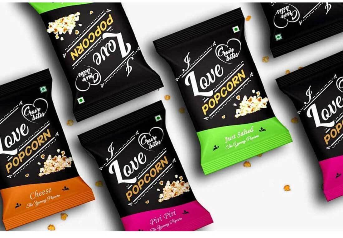 Cravebitess's I love Popcorn Packaging and Branding Design