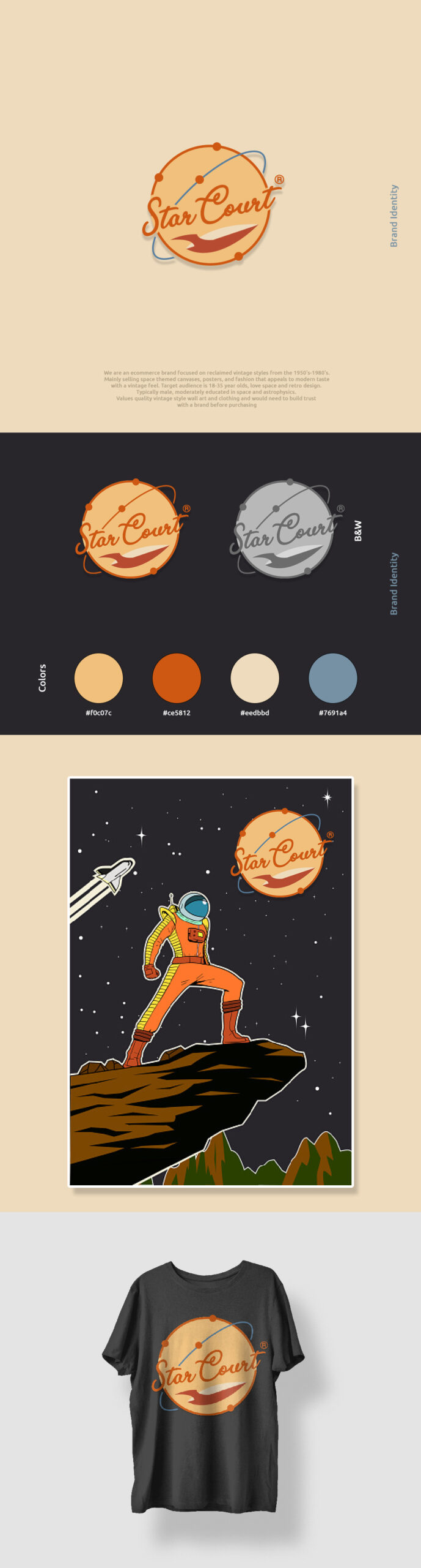 Star Court Logo & Brand Identity Design by Utkarsh Bhatt (UKB) | CaracalEye® | Retro Space-Themed Vintage Brand 1
